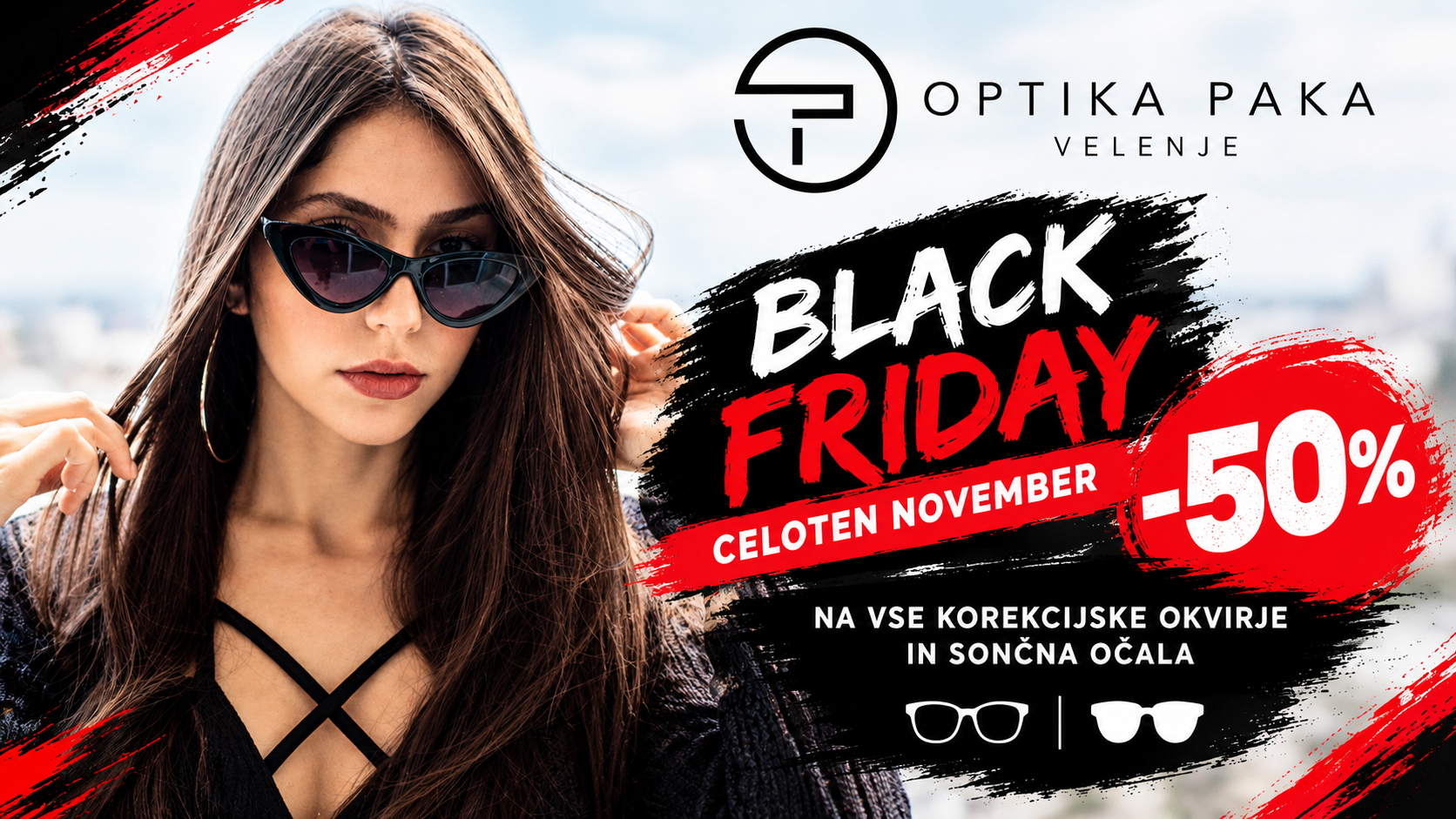 Črni petek z očali Paka